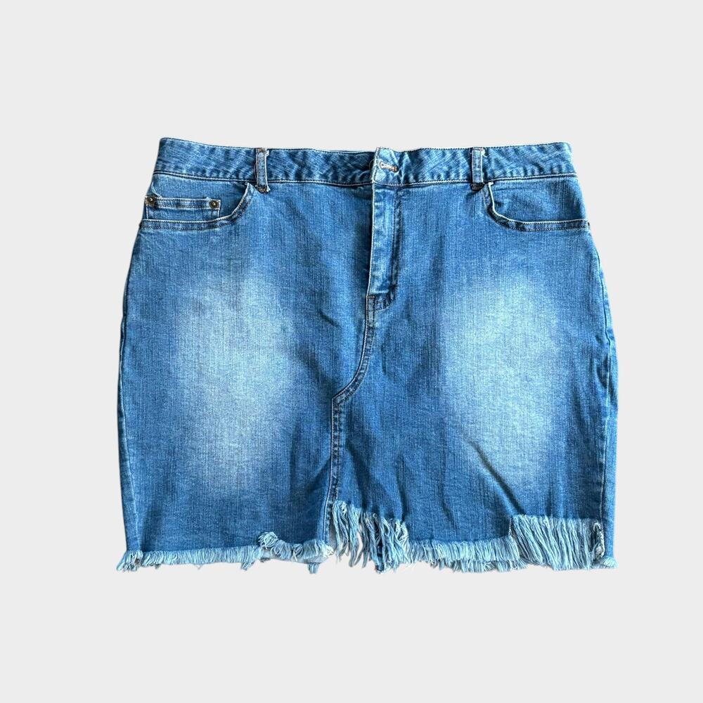Love Tree Denim Distressed Mini Skirt Size L